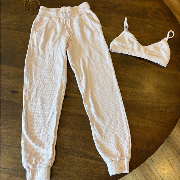 Pink “Puff” Waffle Knit Joggers and Bralette, Negative Underwear - Picture 3 of 8